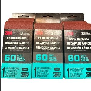 3M Rapid Removal Sanding Belts - 3 Pack 60 Grit Grain for Heavy Removal 3x21”